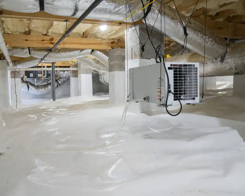 Crawl Space Encapsulation and dehumidifier installed in a customer's home