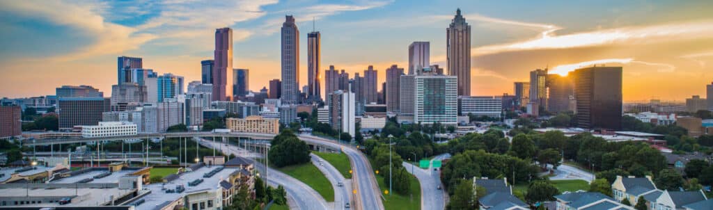 Atlanta Georgia GA Downtown Skyline Aerial Panorama.