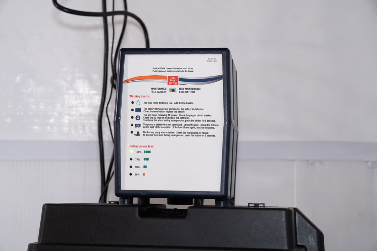 Battery backup for a sump pump