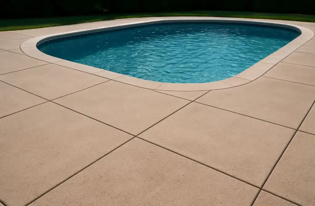 A pool surrounded by concrete
