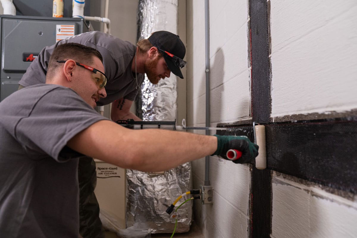 Carbon fiber strap application in a basement
