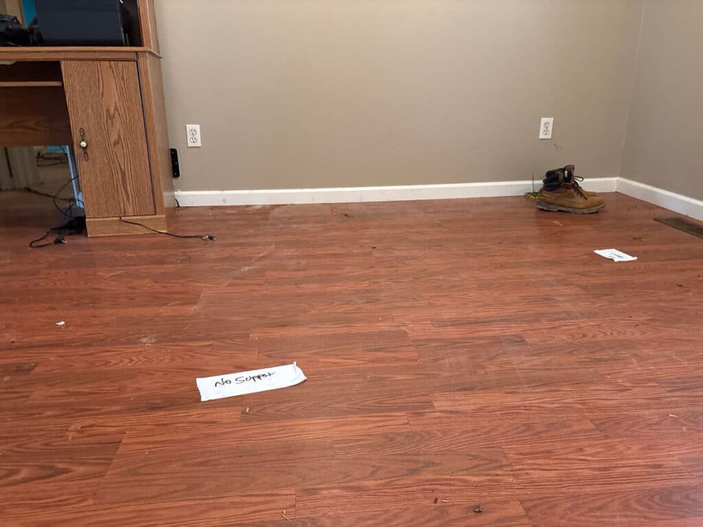 Wall and trim flush with the floor after foundation repair