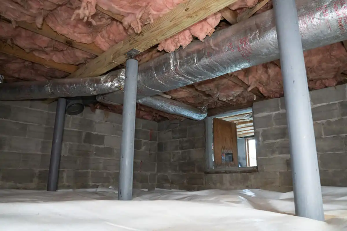 Floor stabilizers installed in crawl space for support