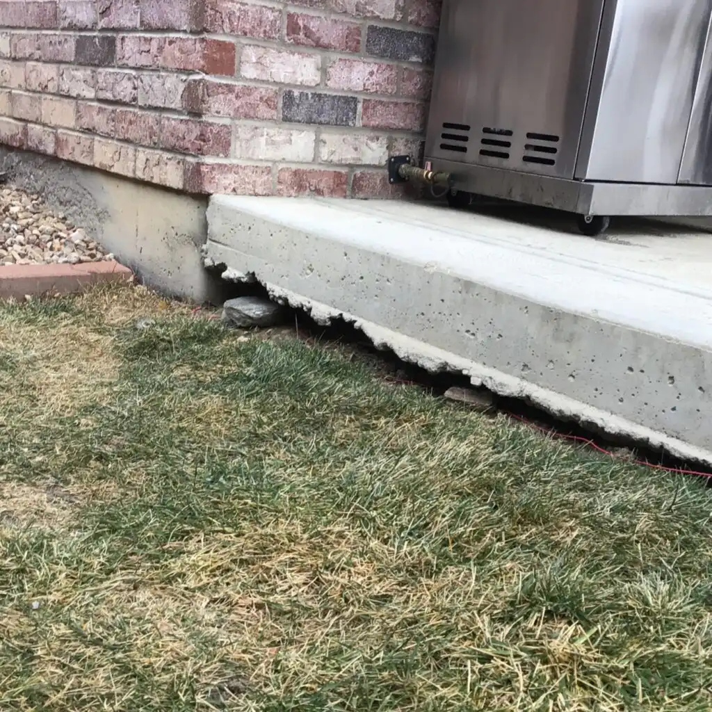 A void under a patio concrete slab