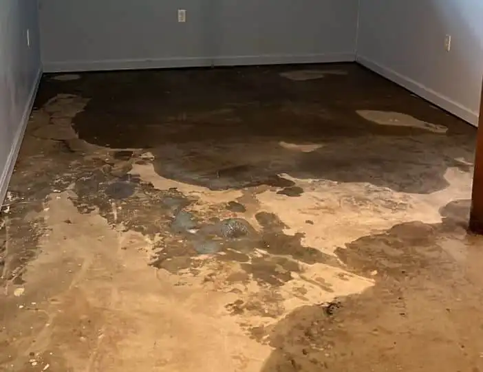 Water pooling on a basement floor