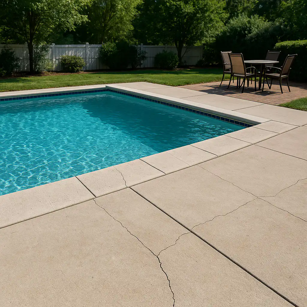 Cracked concrete pool deck