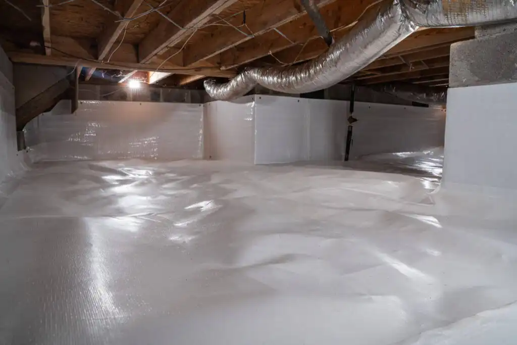 Crawl space encapsulation and lighting