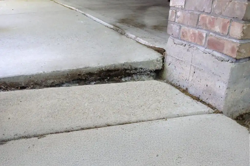 Concrete on driveway in front of garage sunk by a few inches
