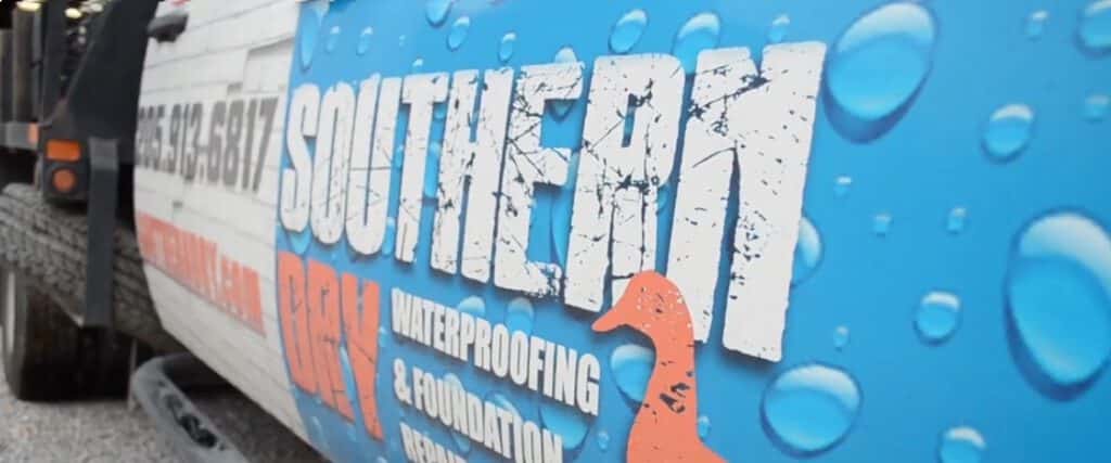 A close-up of a SouthernDry work truck