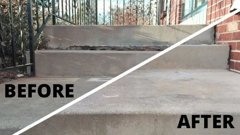 Before and after of porch leveling