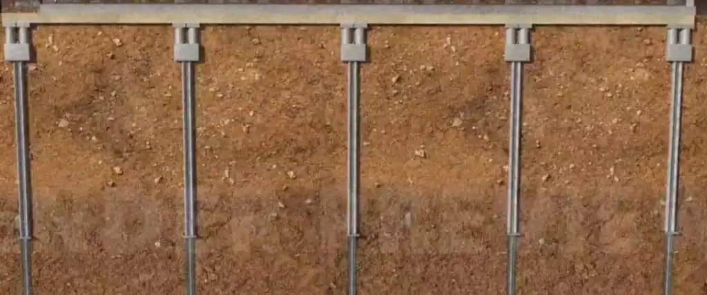 Illustration showing multiple slab piers deep in the soil