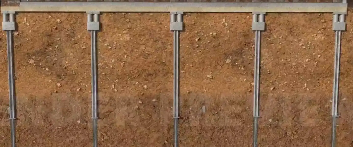Illustration showing multiple slab piers deep in the soil