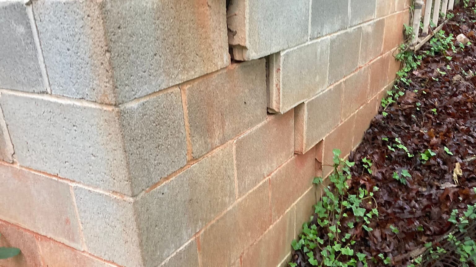 A home's foundation cracking and shifting