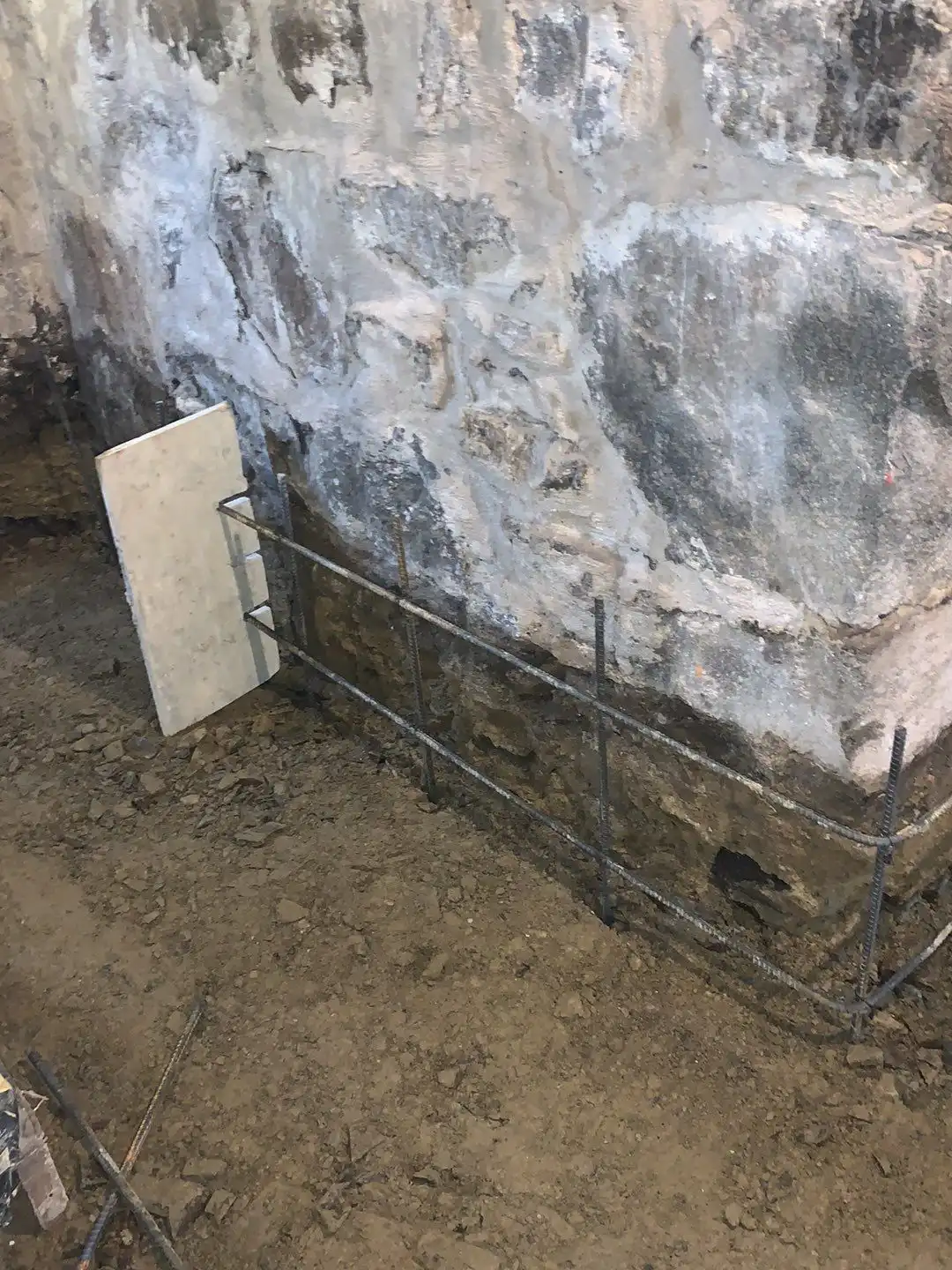 Basement lowering dig out and rebar application