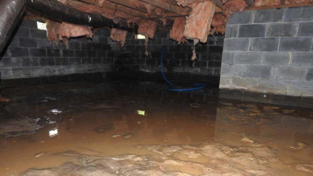 Standing water in a crawl space